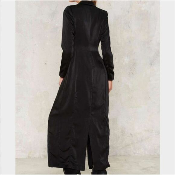 Lavish Alice Tie Front Notch Collar Duster Satin Trench Coat Jacket Size US 6 - Picture 4 of 10